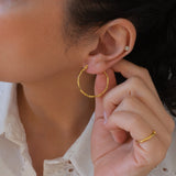 Gold Hammered Hoop Earrings Large