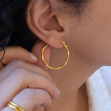 Gold Hammered Hoop Earrings Large