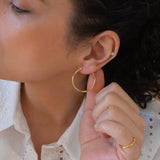 Gold Hammered Hoop Earrings Large