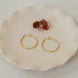 Gold Hammered Hoop Earrings Large