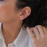 Gold Hammered Hoop Earrings Large
