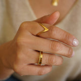 Geometric V Stainless Steel Gold Ring