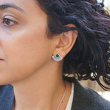 Silver Black/Turquoise Enamel Sun Rays Stud Earrings