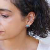 Silver Black/Turquoise Enamel Sun Rays Stud Earrings