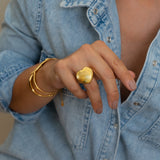 Gold Large Heart Signet Ring