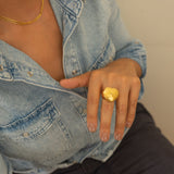 Gold Large Heart Signet Ring