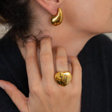 Gold Large Heart Signet Ring
