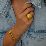 Gold Large Heart Signet Ring