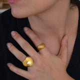 Gold Large Heart Signet Ring