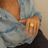Gold Large Heart Signet Ring