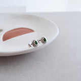 Silver Earrings with Turquoise/Black/Green Enamel Shape Studs