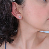 Silver Earrings with Turquoise/Black/Green Enamel Shape Studs