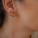 Gold Enamel Huggies Hoops with Enamel