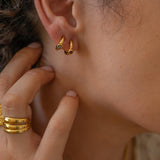 Gold Enamel Huggies Hoops with Enamel