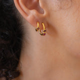 Gold Enamel Huggies Hoops with Enamel