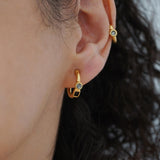 Gold Enamel Huggies Hoops with Enamel