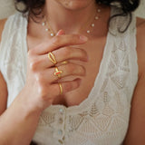 Gold Rectangle White/Orange/Emerald Enamel Ring