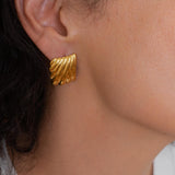 Large Gold Textured Earrings