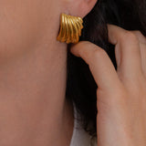 Large Gold Textured Earrings