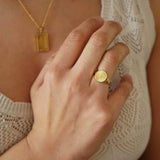 Gold Sun Rays Signet Ring