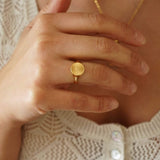 Gold Sun Rays Signet Ring