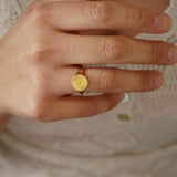 Gold Sun Rays Signet Ring