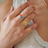 Gold Sun Rays Signet Ring