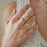 Gold Sun Rays Signet Ring