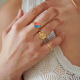 Gold Sun Rays Signet Ring