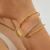 Silver Bamboo Cuff in Stainless Steel