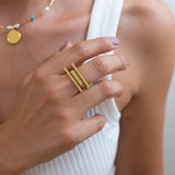 Gold Geometric Lines Ring