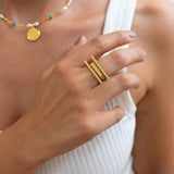 Gold Geometric Lines Ring