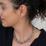Silver Twisted Oval Chunky Chain Choker
