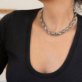 Silver Twisted Oval Chunky Chain Choker