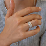 Silver Animal Print Pattern Ring