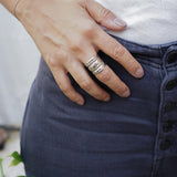 Silver Hammered Lines Ring