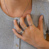 Silver Ring with Double Enamel Dots