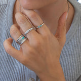 Silver Ring with Double Enamel Dots