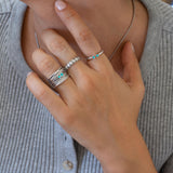 Silver Large Lines Ring