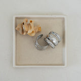 Silver Hammered Lines Ring