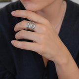 Silver Hammered Lines Ring