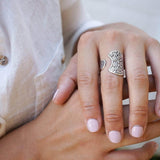 Silver Mandala Flower Ring