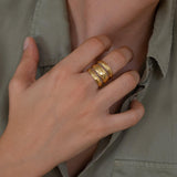 Gold Hammered Lines Ring