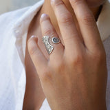 Silver Mandala Flower Ring