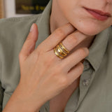 Gold Hammered Lines Ring