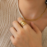 Gold Hammered Lines Ring