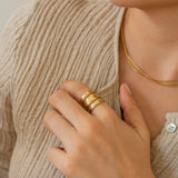 Gold Hammered Lines Ring