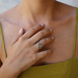 Silver Abstract Wireframe Ring