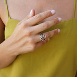 Silver Abstract Wireframe Ring
