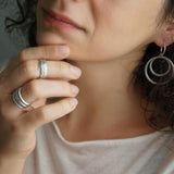 Silver Floral Pattern Engraved Band Ring